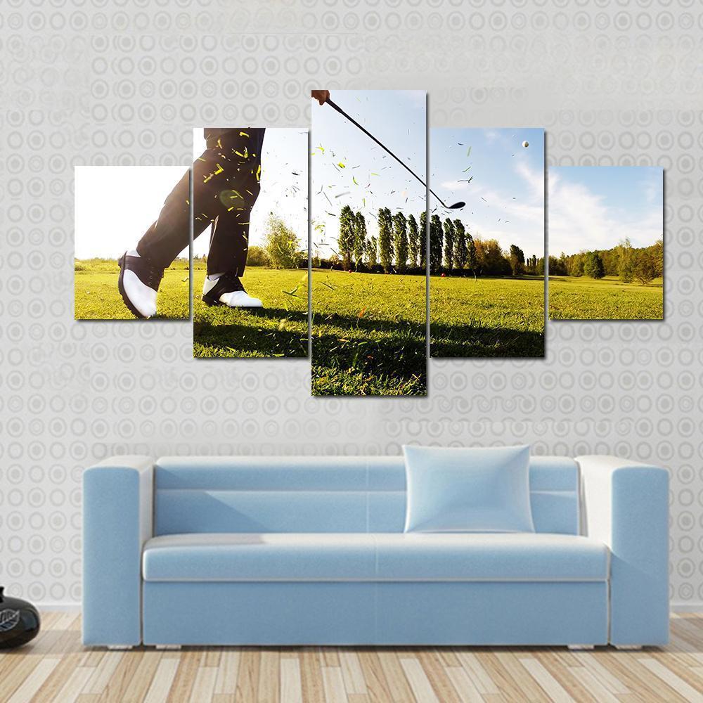 Golf Shot Canvas Wall Art-5 Star-Gallery Wrap-62" x 32"-Tiaracle