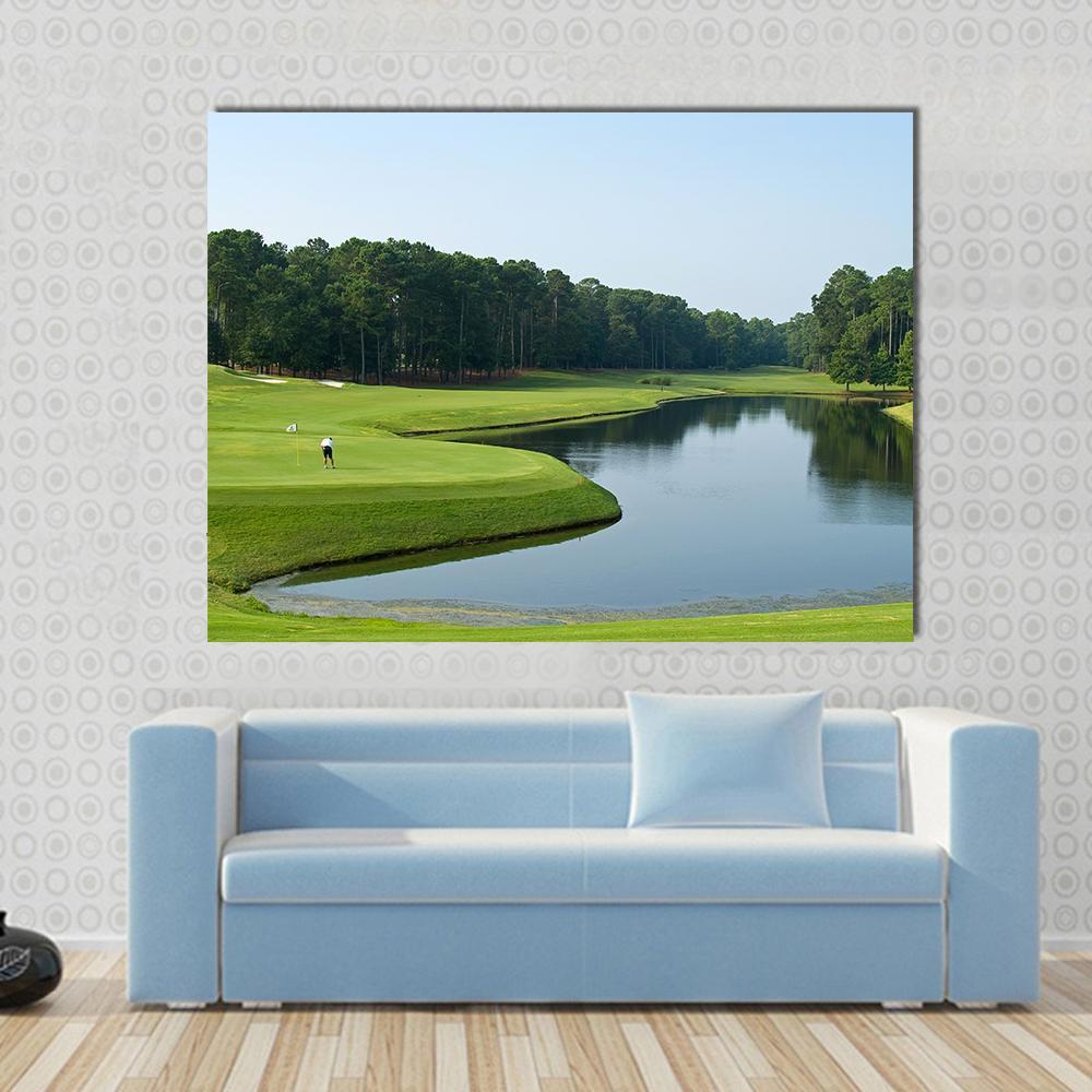 Golfer On Myrtle Beach Canvas Wall Art-1 Piece-Gallery Wrap-48" x 32"-Tiaracle