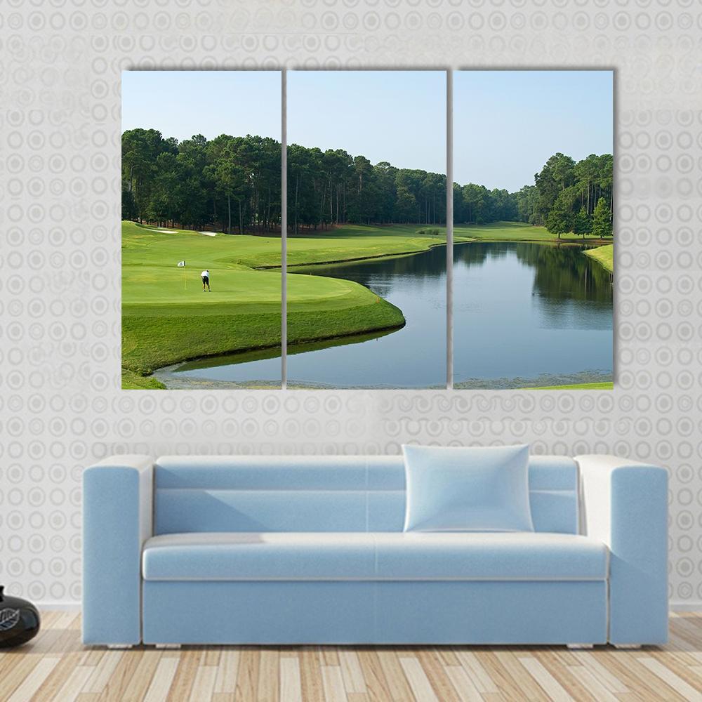 Golfer On Myrtle Beach Canvas Wall Art-3 Horizontal-Gallery Wrap-37" x 24"-Tiaracle