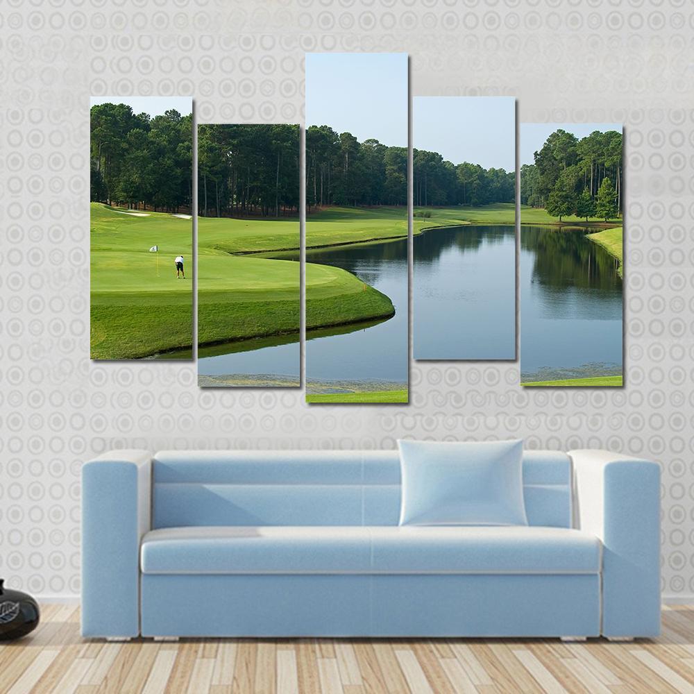 Golfer On Myrtle Beach Canvas Wall Art-5 Pop-Gallery Wrap-47" x 32"-Tiaracle