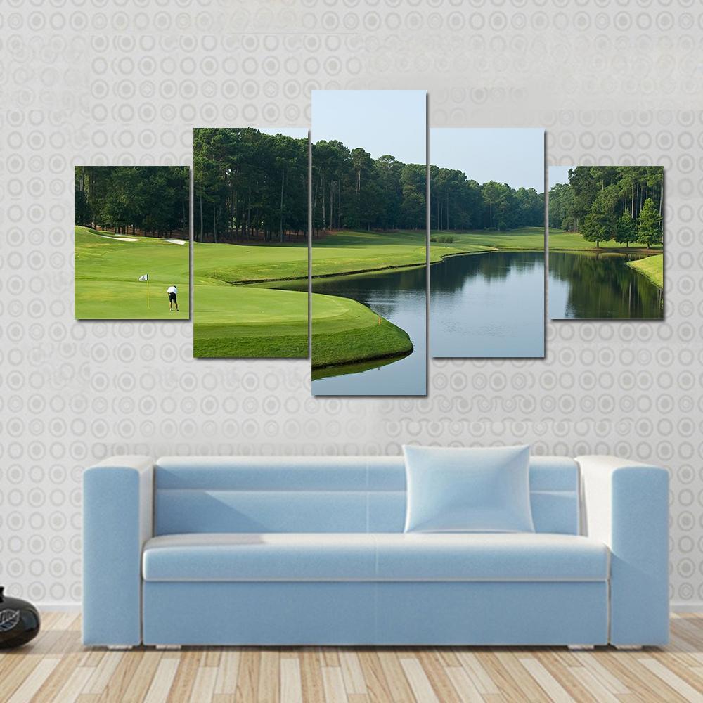 Golfer On Myrtle Beach Canvas Wall Art-5 Star-Gallery Wrap-62" x 32"-Tiaracle