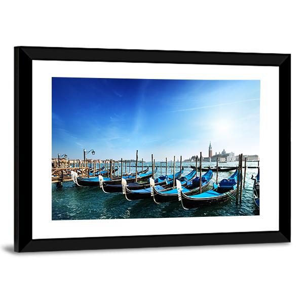 Gondolas On Grand Canal Canvas Wall Art-3 Horizontal-Gallery Wrap-25" x 16"-Tiaracle