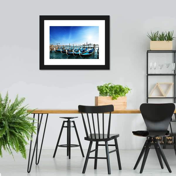 Gondolas On Grand Canal Canvas Wall Art-3 Horizontal-Gallery Wrap-25" x 16"-Tiaracle