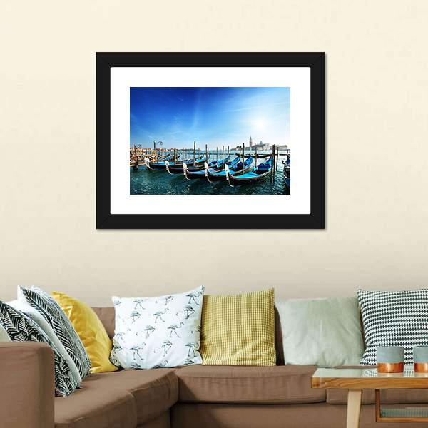 Gondolas On Grand Canal Canvas Wall Art-3 Horizontal-Gallery Wrap-25" x 16"-Tiaracle