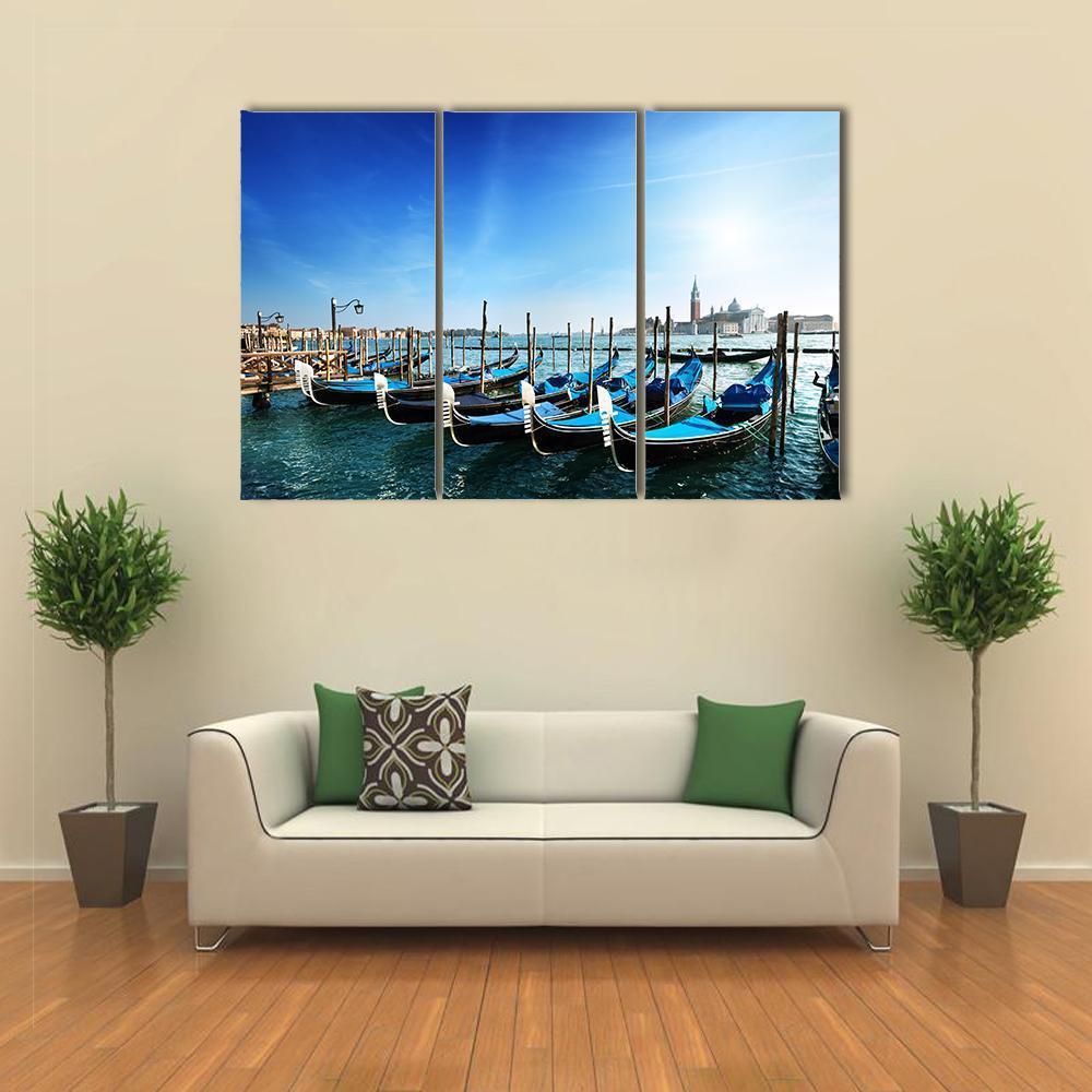 Gondolas On Grand Canal Canvas Wall Art-3 Horizontal-Gallery Wrap-37" x 24"-Tiaracle