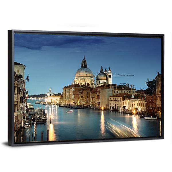 Grand Canal & Basilica Italy Canvas Wall Art-3 Horizontal-Gallery Wrap-25" x 16"-Tiaracle