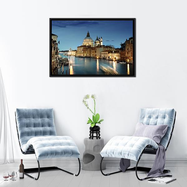 Grand Canal & Basilica Italy Canvas Wall Art-3 Horizontal-Gallery Wrap-25" x 16"-Tiaracle