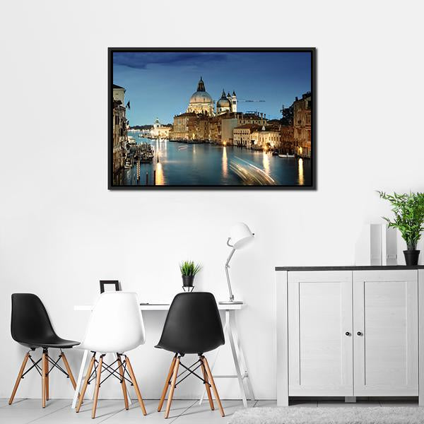 Grand Canal & Basilica Italy Canvas Wall Art-3 Horizontal-Gallery Wrap-25" x 16"-Tiaracle