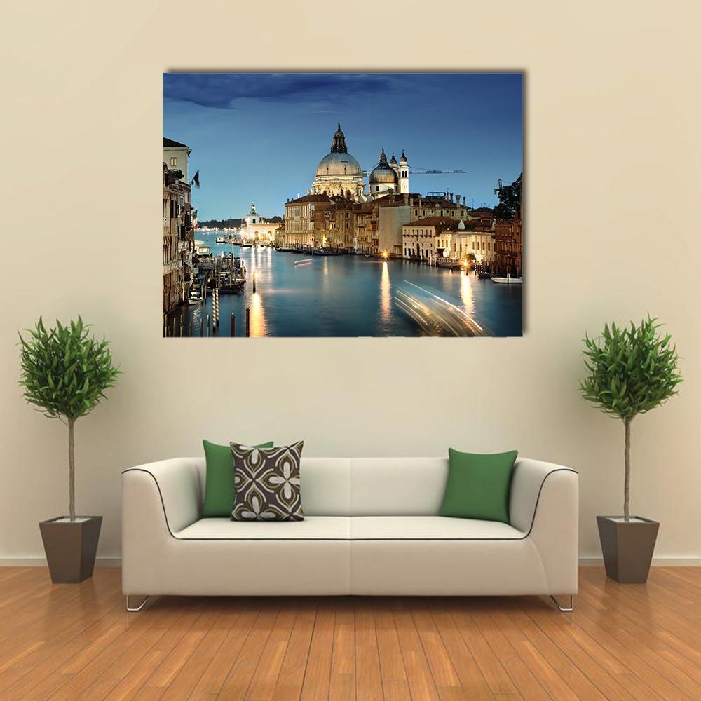 Grand Canal & Basilica Italy Canvas Wall Art-1 Piece-Gallery Wrap-48" x 32"-Tiaracle