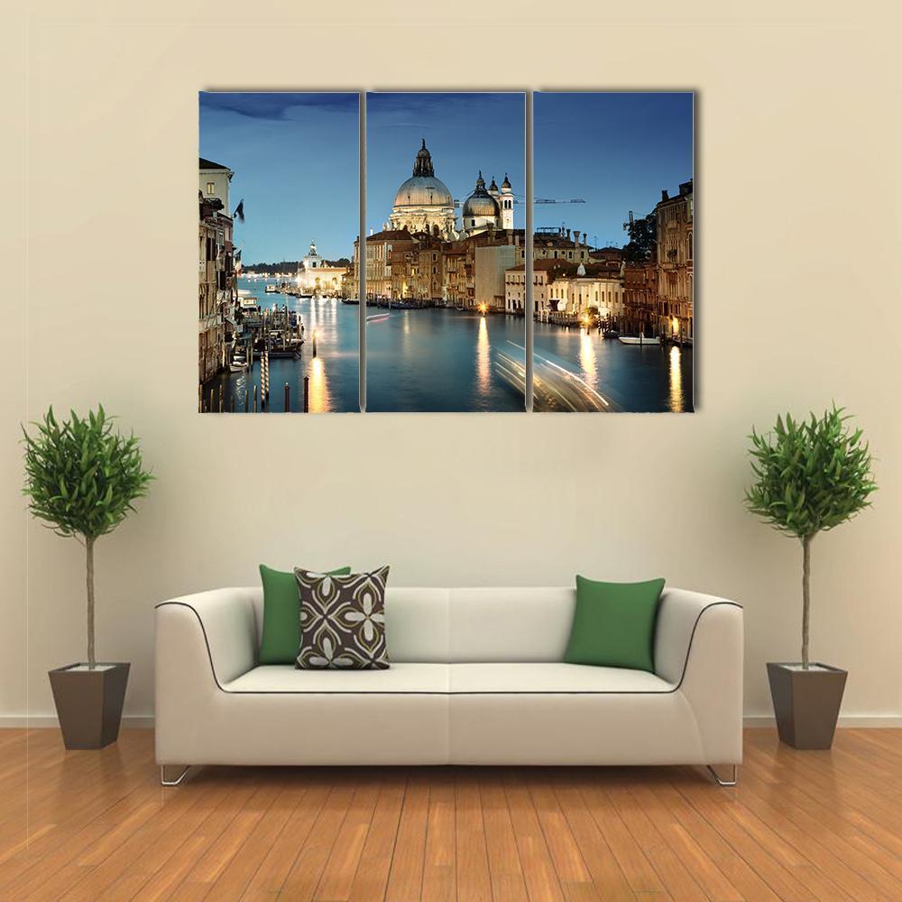 Grand Canal & Basilica Italy Canvas Wall Art-3 Horizontal-Gallery Wrap-37" x 24"-Tiaracle