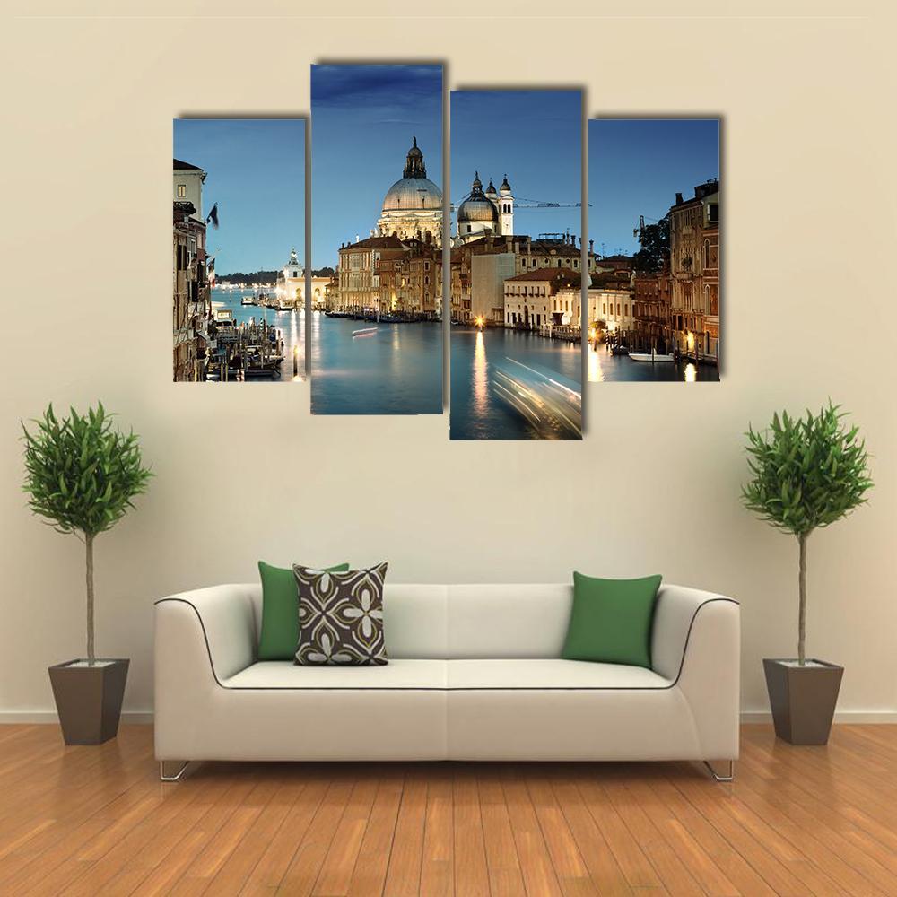 Grand Canal & Basilica Italy Canvas Wall Art-4 Pop-Gallery Wrap-50" x 32"-Tiaracle