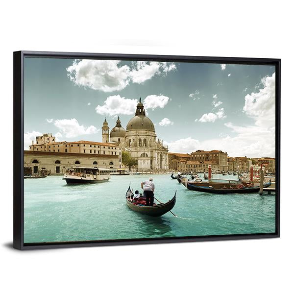 Grand Canal & Church Venice Canvas Wall Art-3 Horizontal-Gallery Wrap-25" x 16"-Tiaracle