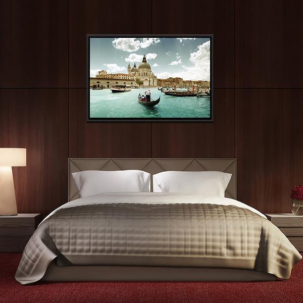 Grand Canal & Church Venice Canvas Wall Art-3 Horizontal-Gallery Wrap-25" x 16"-Tiaracle