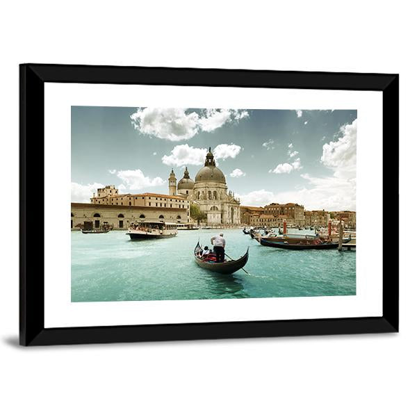 Grand Canal & Church Venice Canvas Wall Art-3 Horizontal-Gallery Wrap-25" x 16"-Tiaracle