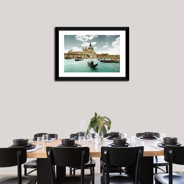 Grand Canal & Church Venice Canvas Wall Art-3 Horizontal-Gallery Wrap-25" x 16"-Tiaracle