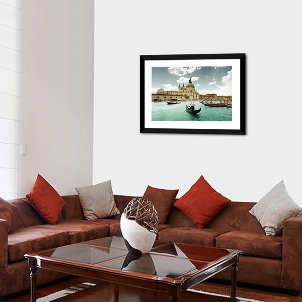 Grand Canal & Church Venice Canvas Wall Art-3 Horizontal-Gallery Wrap-25" x 16"-Tiaracle