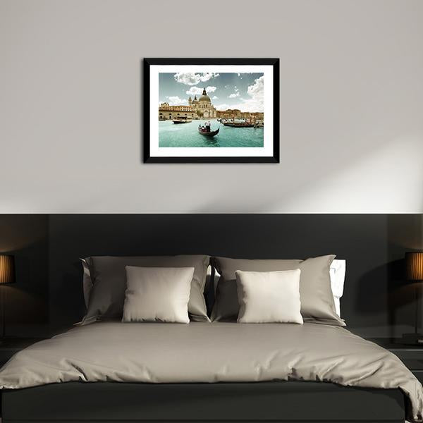 Grand Canal & Church Venice Canvas Wall Art-3 Horizontal-Gallery Wrap-25" x 16"-Tiaracle