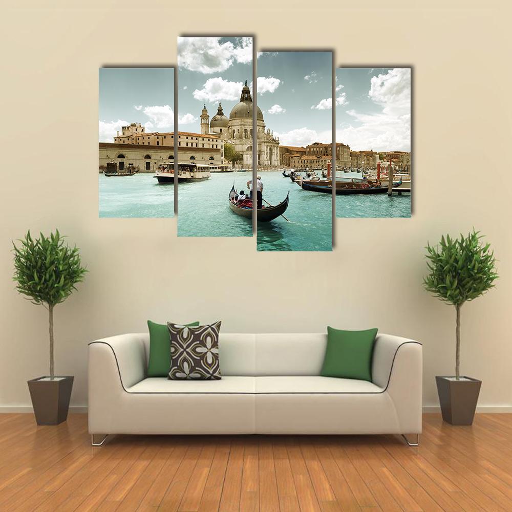 Grand Canal & Church Venice Canvas Wall Art-4 Pop-Gallery Wrap-50" x 32"-Tiaracle