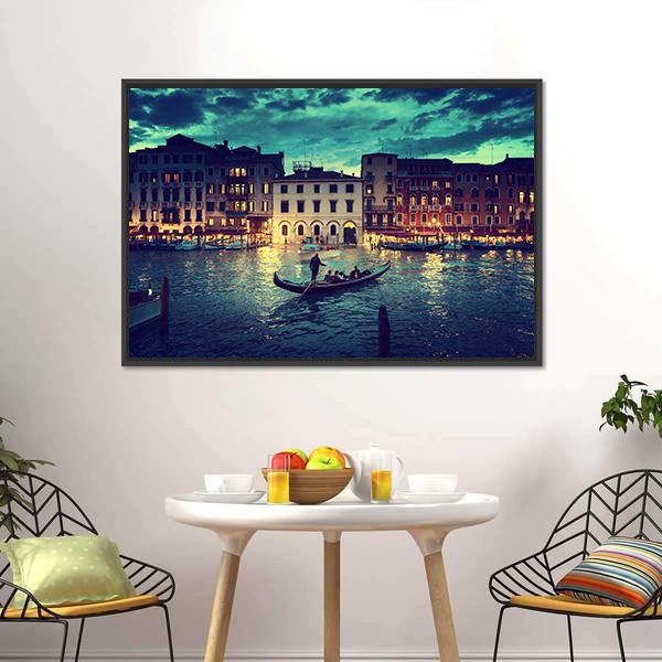 Grand Canal In Sunset Venice Canvas Wall Art-3 Horizontal-Gallery Wrap-25" x 16"-Tiaracle