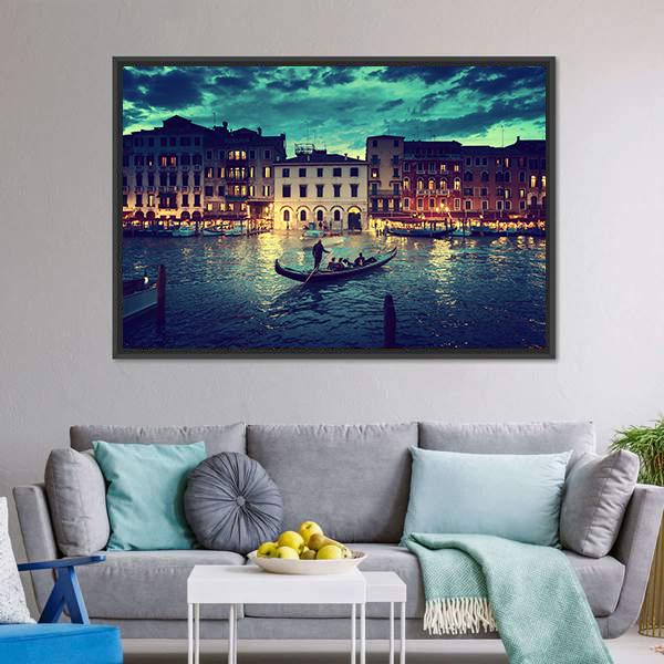 Grand Canal In Sunset Venice Canvas Wall Art-3 Horizontal-Gallery Wrap-25" x 16"-Tiaracle