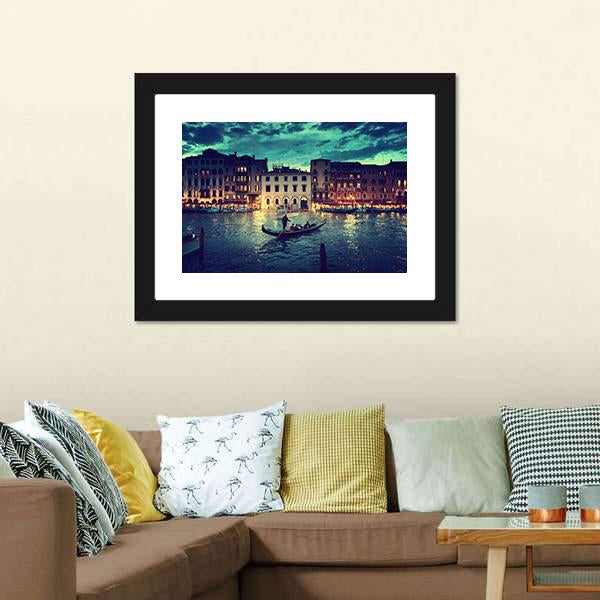 Grand Canal In Sunset Venice Canvas Wall Art-3 Horizontal-Gallery Wrap-25" x 16"-Tiaracle