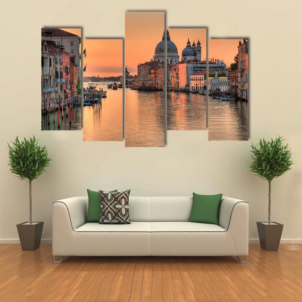 Grand Canal In Venice Canvas Wall Art-5 Pop-Gallery Wrap-47" x 32"-Tiaracle