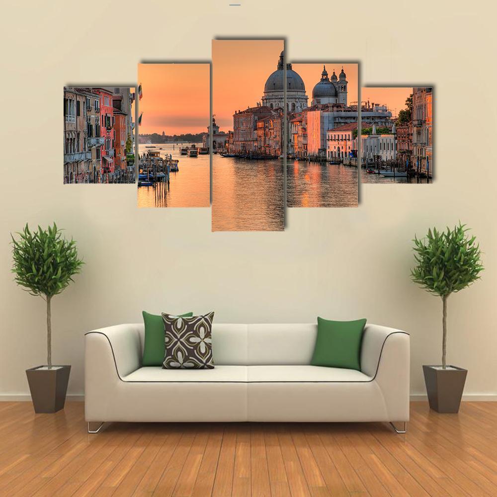 Grand Canal In Venice Canvas Wall Art-5 Star-Gallery Wrap-62" x 32"-Tiaracle