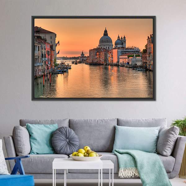 Grand Canal In Venice Canvas Wall Art-1 Piece-Floating Frame-24" x 16"-Tiaracle