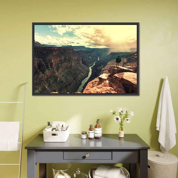 Grand Canyon Landscapes Canvas Wall Art-1 Piece-Floating Frame-24" x 16"-Tiaracle