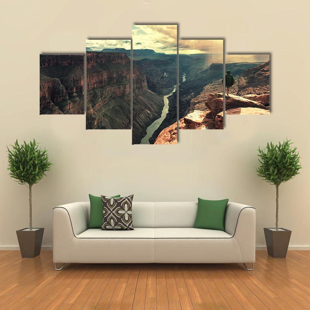 Grand Canyon Landscapes Canvas Wall Art-5 Star-Gallery Wrap-62" x 32"-Tiaracle