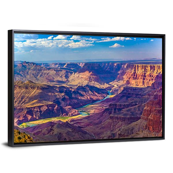 Grand Canyon With Colorado River Canvas Wall Art-3 Horizontal-Gallery Wrap-25" x 16"-Tiaracle