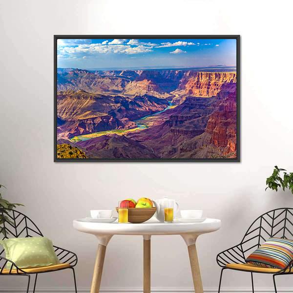 Grand Canyon With Colorado River Canvas Wall Art-3 Horizontal-Gallery Wrap-25" x 16"-Tiaracle