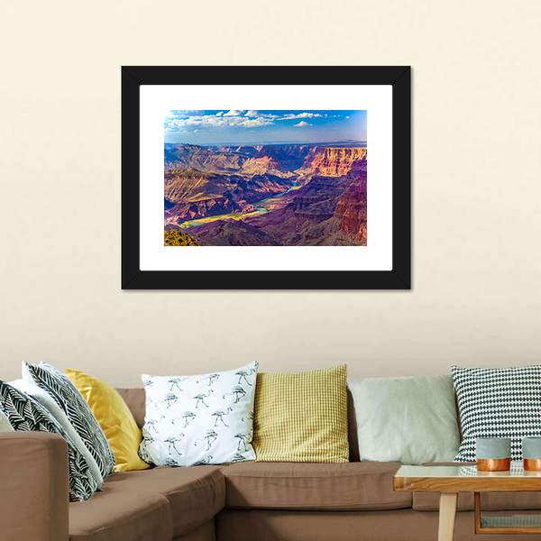 Grand Canyon With Colorado River Canvas Wall Art-3 Horizontal-Gallery Wrap-25" x 16"-Tiaracle
