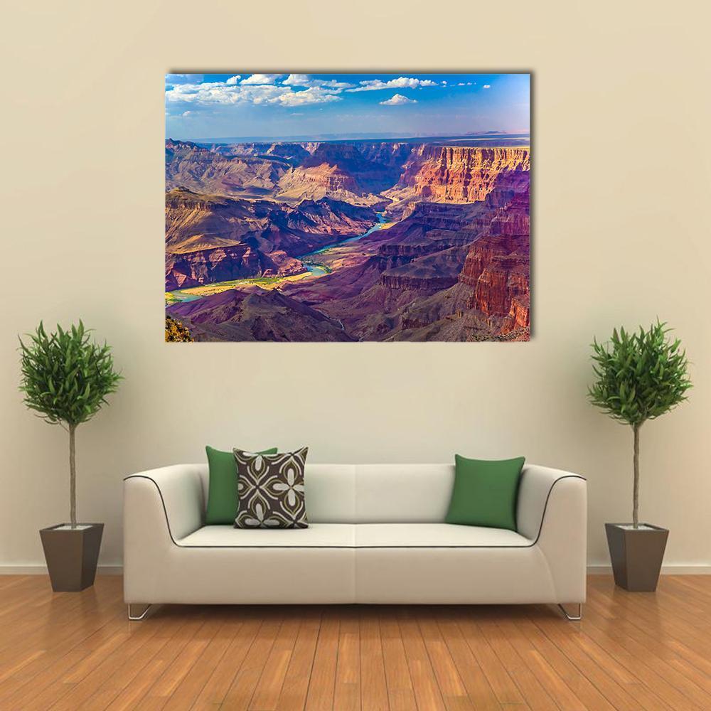 Grand Canyon With Colorado River Canvas Wall Art-1 Piece-Gallery Wrap-48" x 32"-Tiaracle