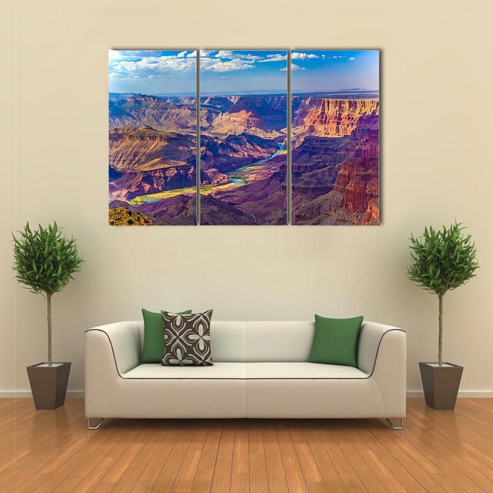 Grand Canyon With Colorado River Canvas Wall Art-3 Horizontal-Gallery Wrap-37" x 24"-Tiaracle
