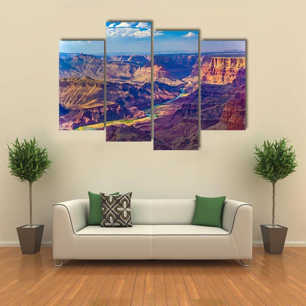 Grand Canyon With Colorado River Canvas Wall Art-4 Pop-Gallery Wrap-50" x 32"-Tiaracle