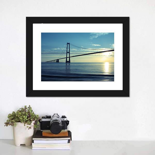 Great Belt Suspension Bridge Canvas Wall Art-1 Piece-Framed Print-20" x 16"-Tiaracle