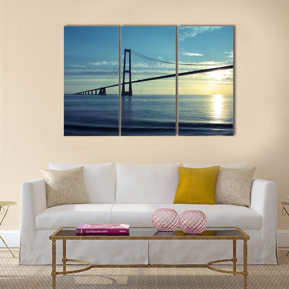 Great Belt Suspension Bridge Canvas Wall Art-3 Horizontal-Gallery Wrap-37" x 24"-Tiaracle