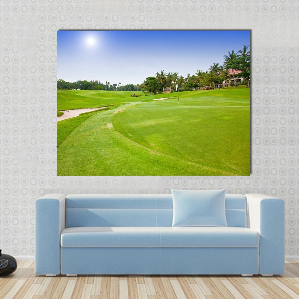 Green Field For Golf Canvas Wall Art-1 Piece-Gallery Wrap-48" x 32"-Tiaracle