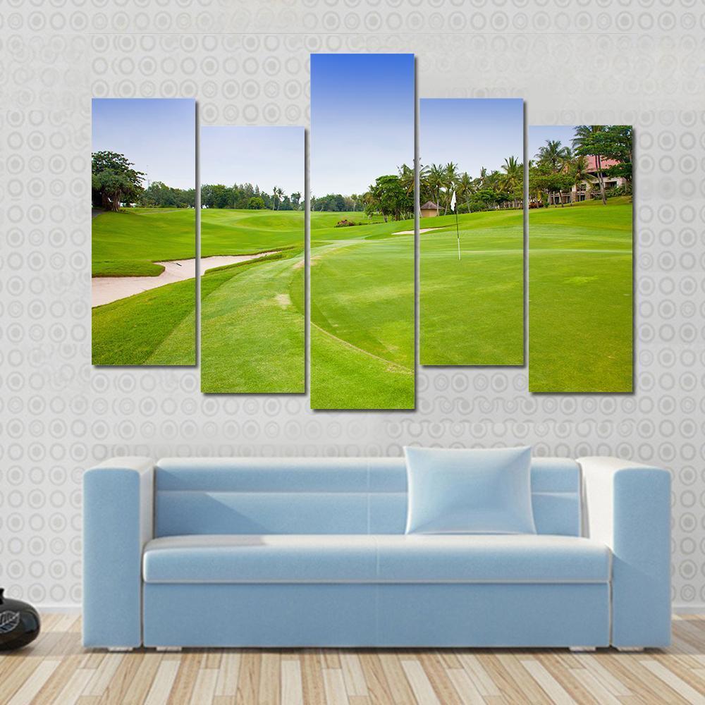 Green Field For Golf Canvas Wall Art-5 Pop-Gallery Wrap-47" x 32"-Tiaracle