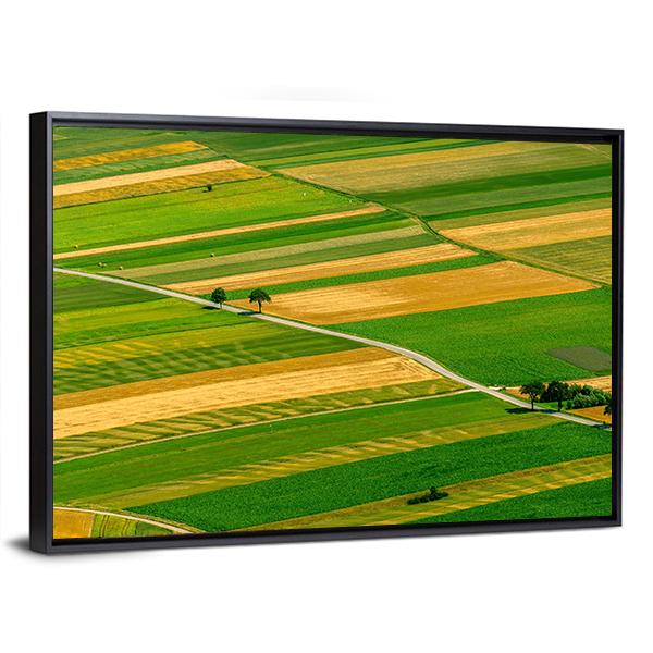 Green Fields View Before Harvest Canvas Wall Art-3 Horizontal-Gallery Wrap-25" x 16"-Tiaracle