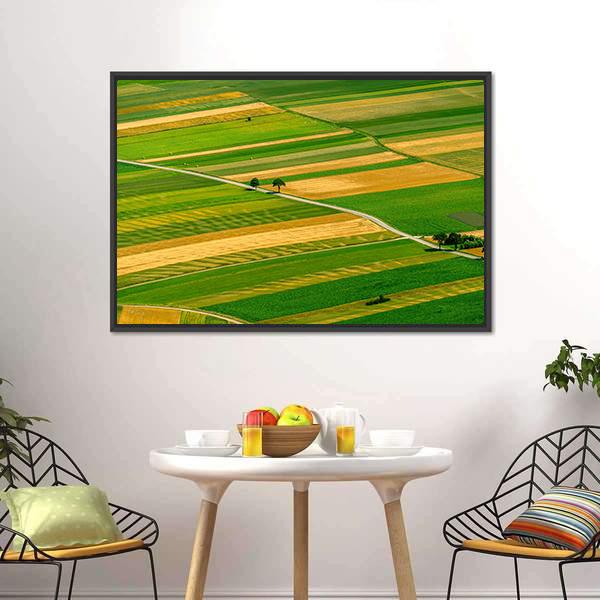 Green Fields View Before Harvest Canvas Wall Art-3 Horizontal-Gallery Wrap-25" x 16"-Tiaracle