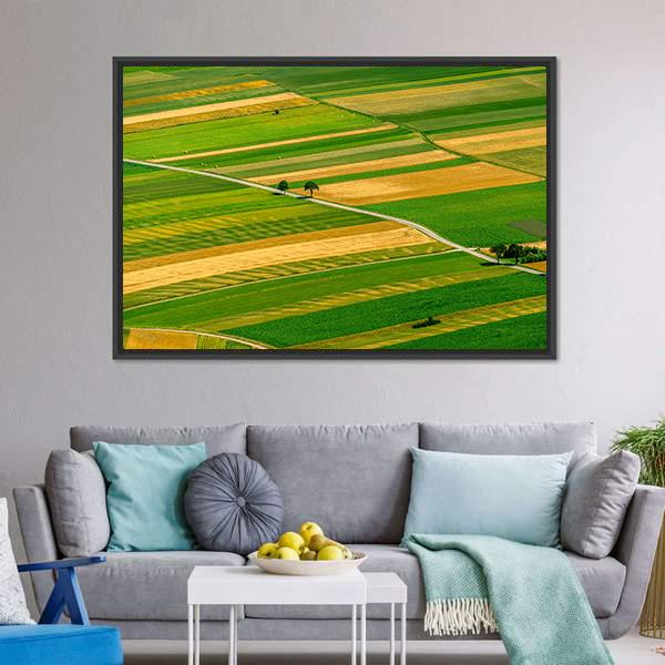 Green Fields View Before Harvest Canvas Wall Art-3 Horizontal-Gallery Wrap-25" x 16"-Tiaracle