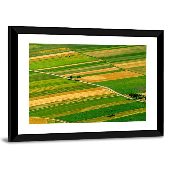 Green Fields View Before Harvest Canvas Wall Art-3 Horizontal-Gallery Wrap-25" x 16"-Tiaracle