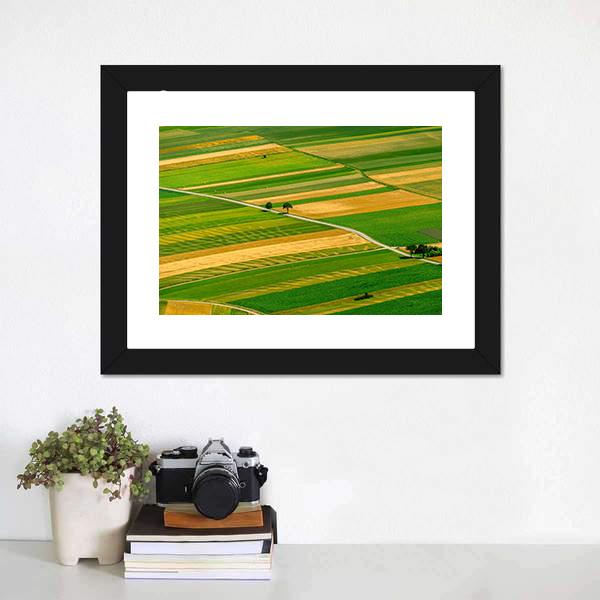 Green Fields View Before Harvest Canvas Wall Art-1 Piece-Framed Print-20" x 16"-Tiaracle