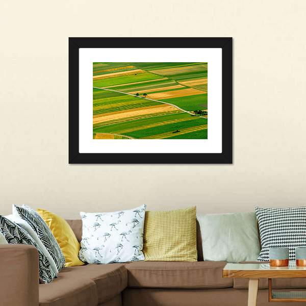 Green Fields View Before Harvest Canvas Wall Art-3 Horizontal-Gallery Wrap-25" x 16"-Tiaracle