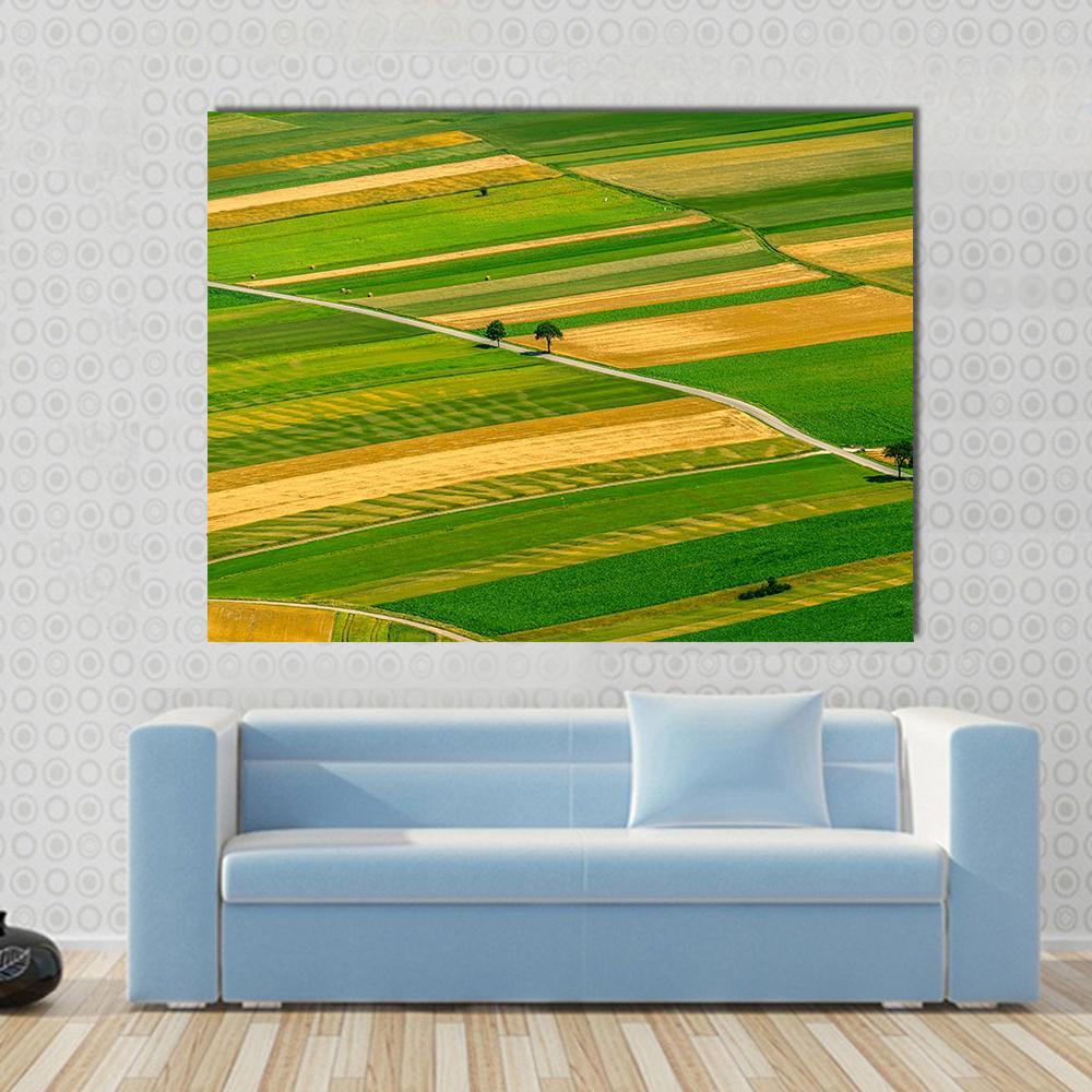 Green Fields View Before Harvest Canvas Wall Art-1 Piece-Gallery Wrap-48" x 32"-Tiaracle