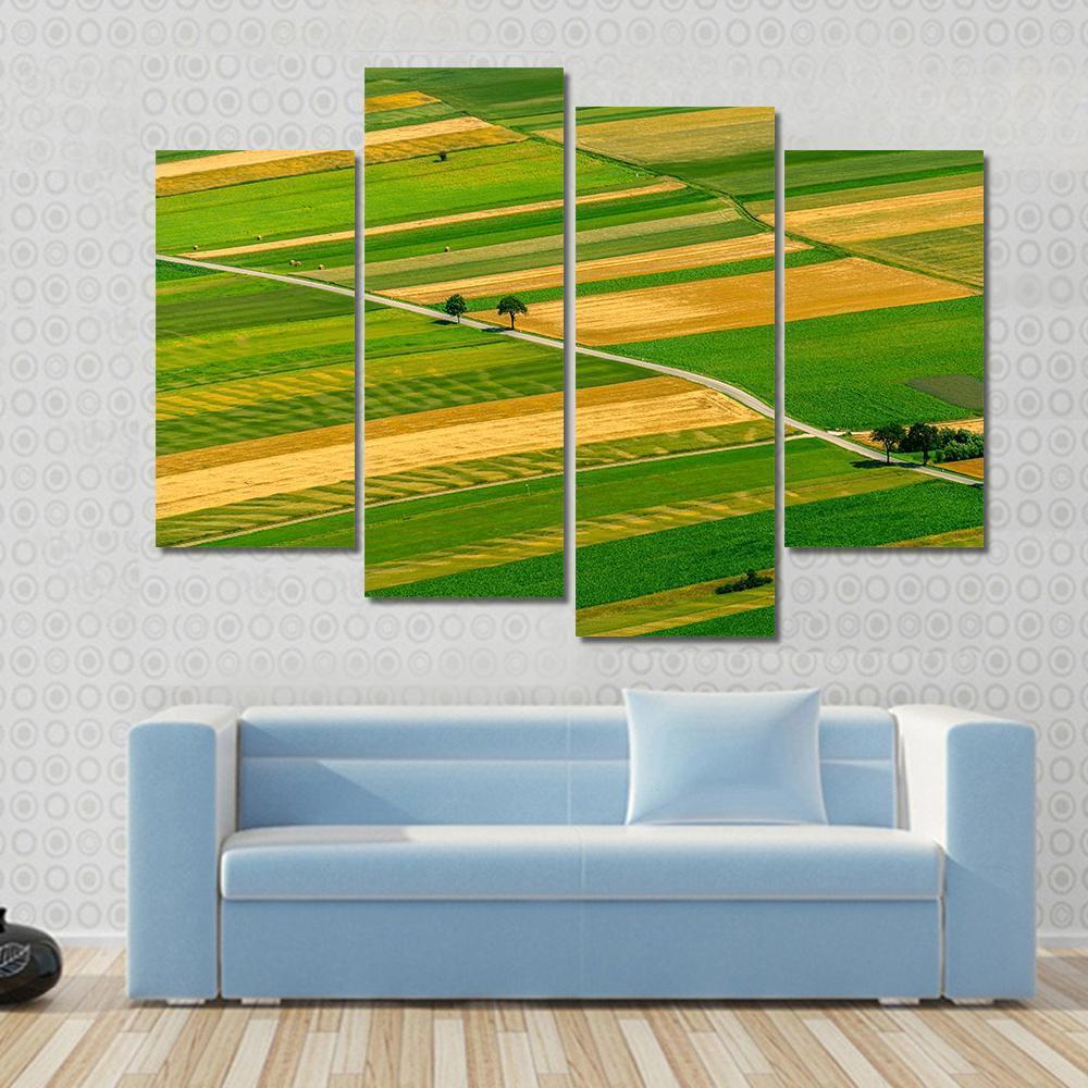 Green Fields View Before Harvest Canvas Wall Art-4 Pop-Gallery Wrap-50" x 32"-Tiaracle