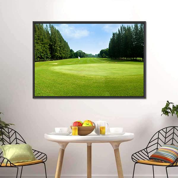 Green Golf Field Canvas Wall Art-3 Horizontal-Gallery Wrap-25" x 16"-Tiaracle