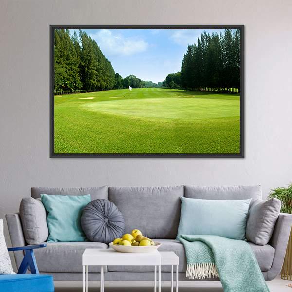 Green Golf Field Canvas Wall Art-3 Horizontal-Gallery Wrap-25" x 16"-Tiaracle